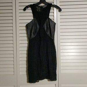Hunter Dixon size 0 black mini dress with leather
